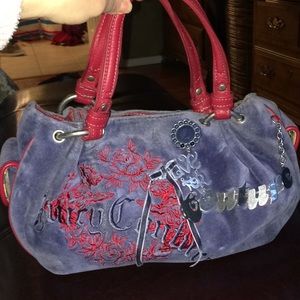 Juicy Couture Velour purse-blue and burgundy
